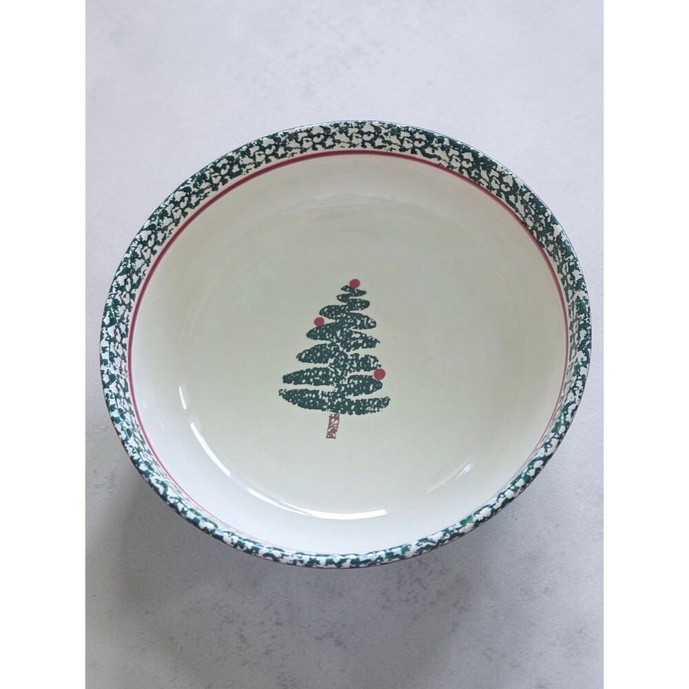 Furio Serving Bowl Holiday Christmas Tree Durable Stoneware Festive Decor Italy